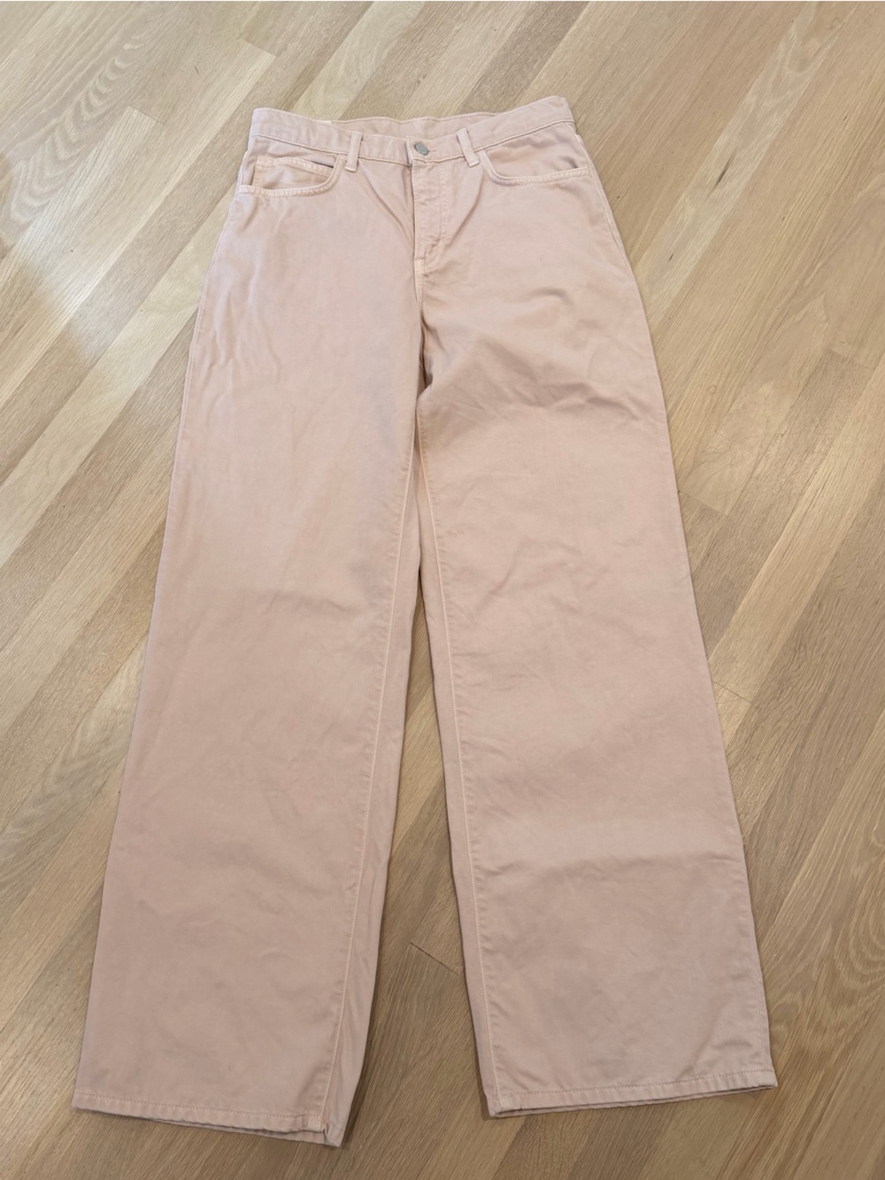 STAUD Gus light pink wide leg jean
